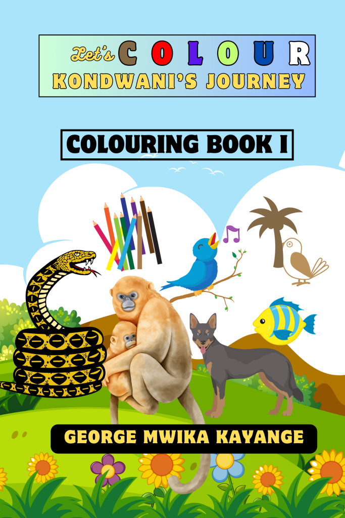 Book cover for "Let's Colour Kondwani's Journey"  